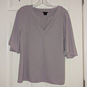 Ann Taylor Factory Mauve Split Neck Blouse - Bell Sleeves - Size Medium